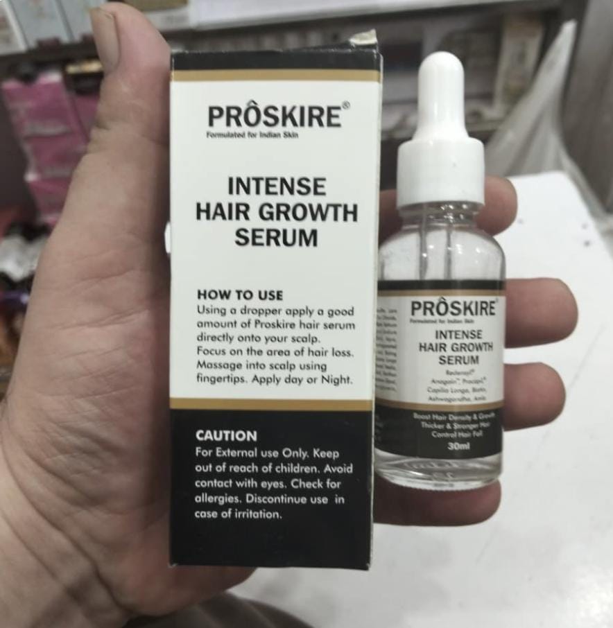 Proskire Intense Hair Growth Serum product label